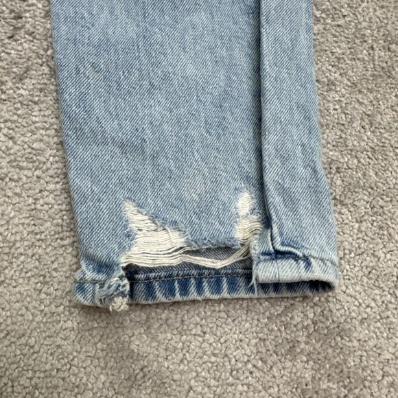 Zara High Rise Distressed Mom Denim Jeans Womens 2 Blue Light Wash Cotton 25x27 - Picture 5 of 14